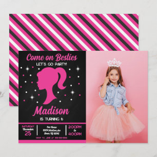 Doll Besties Fashion Party Photo Birthday  Invitation