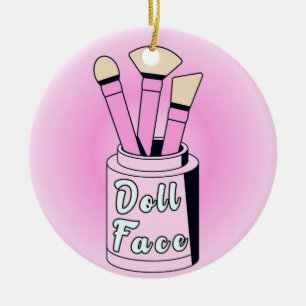Doll Face - 1940s Canvas Print Ceramic Tree Decoration