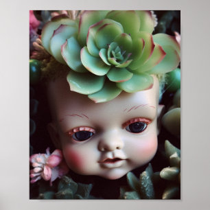 Doll Head in the Succulent Garden Poster