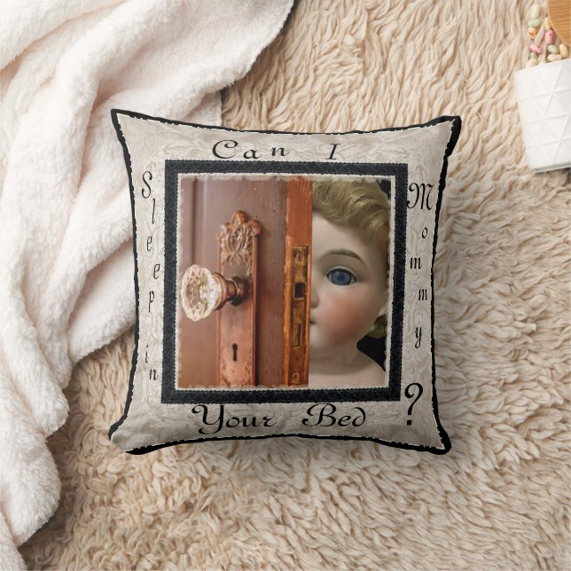 Doll in Mummy's Bed Throw Pillow (Blanket)