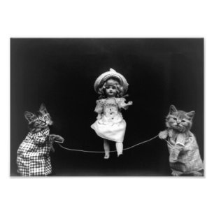 Doll & Kittens Skipping Photo Print