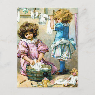 Doll Laundry Day Postcard