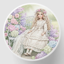 Doll on a Bench in the Garden, Vintage, Shabby Chi