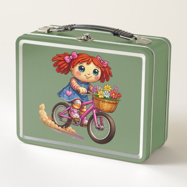 Doll on a Bike Metal Lunch Box (Front)