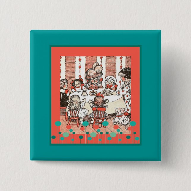 Doll Party 15 Cm Square Badge (Front)