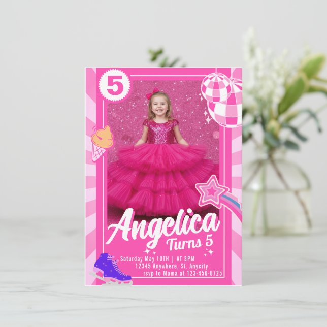 Doll Pink Birthday Invitation (Standing Front)