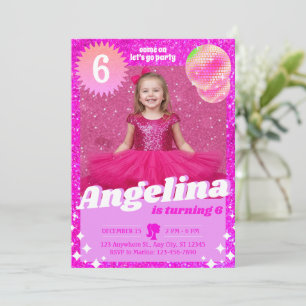 Doll Pink Gilter Invitation Birthday Party