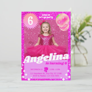 Doll Pink Gilter Invitation Birthday Party