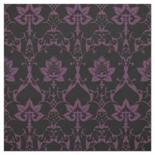Doll-Scale Renaissance Damask, Black and Aubergine Fabric
