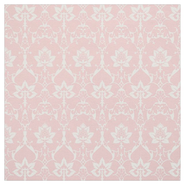 Doll-Scale Renaissance Damask, Delicate Pink Fabric (Swatch)