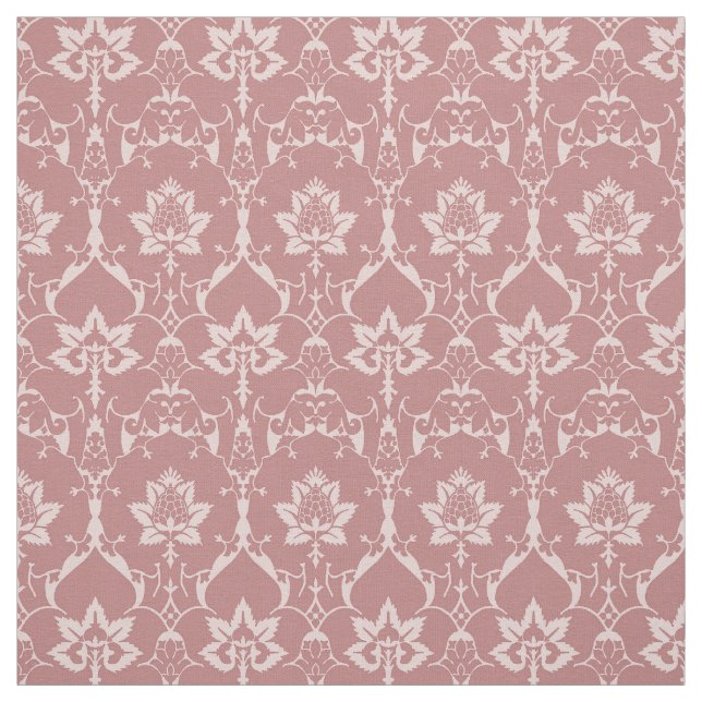 Doll-Scale Renaissance Damask, Old Rose Fabric (Swatch)