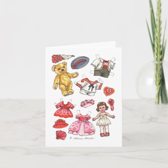 Doll & Teddy blank note card (Front)