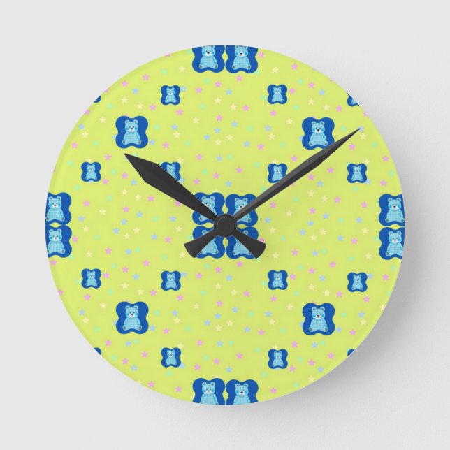 Doll teddy cartoon round clock (Front)