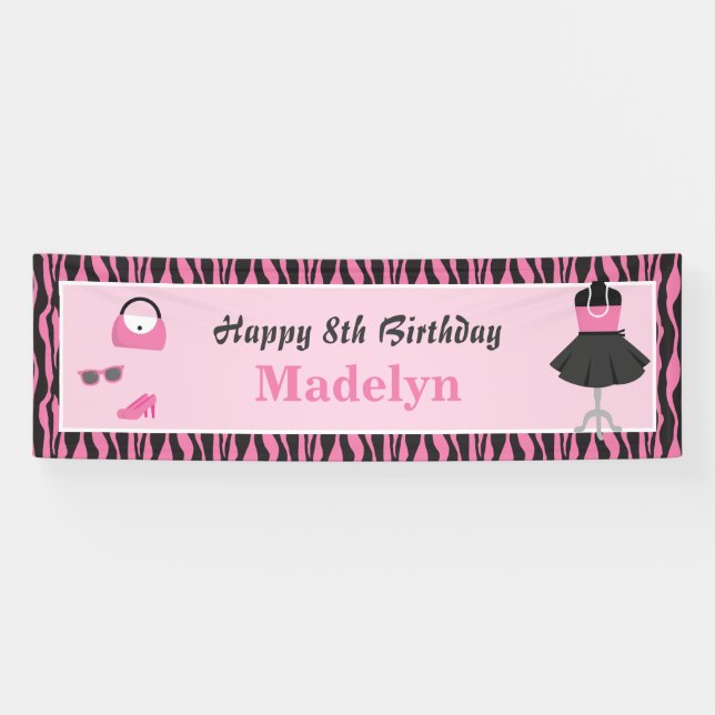 Doll Up Fashion Show Girls Birthday Party Banner (Horizontal)