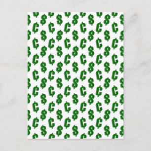 Dollar and cent signs pattern postcard
