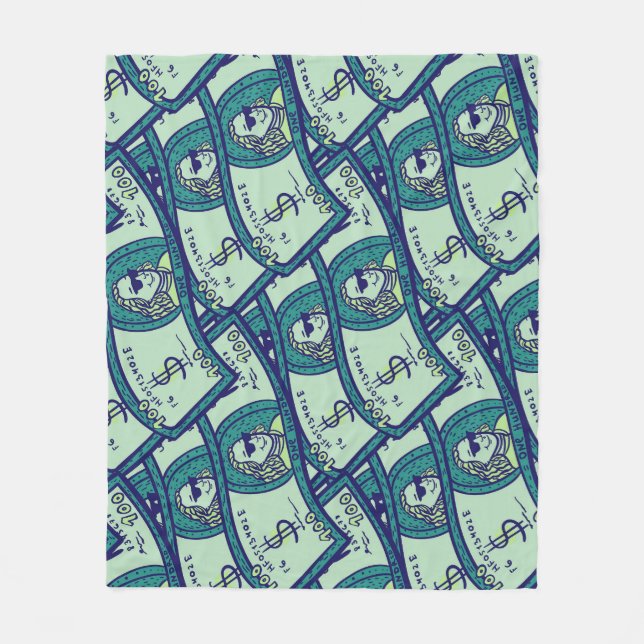 Dollar Banknotes: Seamless Money Pattern Fleece Blanket (Front)