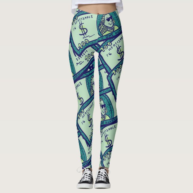 Dollar Banknotes: Seamless Money Pattern Leggings (Front)