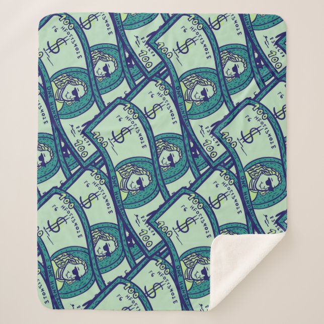 Dollar Banknotes: Seamless Money Pattern Sherpa Blanket (Front)