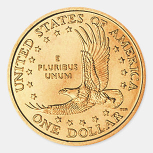 Dollar Coin USA Classic Round Sticker