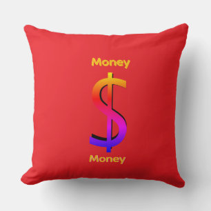 Dollar $ign Money Logo Rainbow Red Cushion