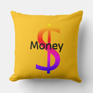 Dollar $ign Money  Logo Rainbow Yellow Cushion