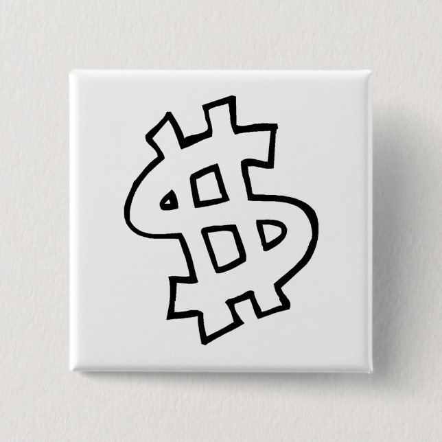 Dollar Sign 15 Cm Square Badge (Front)