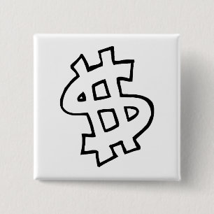 Dollar Sign 15 Cm Square Badge