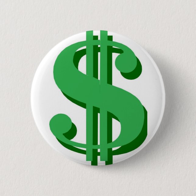 $ dollar-sign 6 cm round badge (Front)