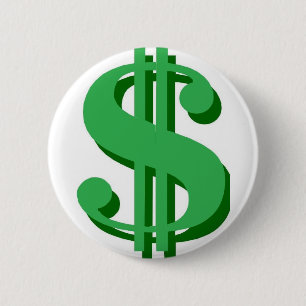 $ dollar-sign 6 cm round badge