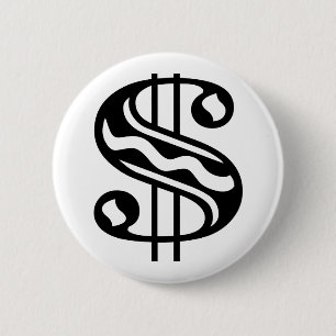 Dollar Sign 6 Cm Round Badge