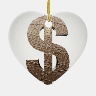 Dollar sign ceramic tree decoration
