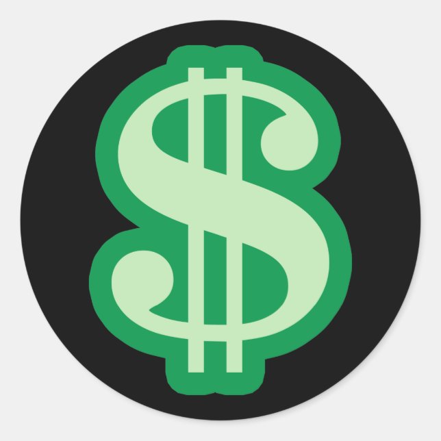 Dollar Sign Classic Round Sticker (Front)