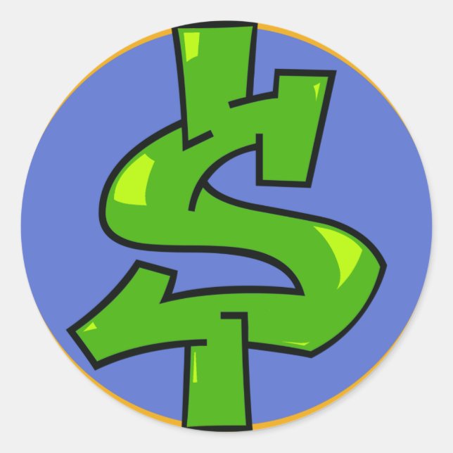 Dollar Sign Classic Round Sticker (Front)