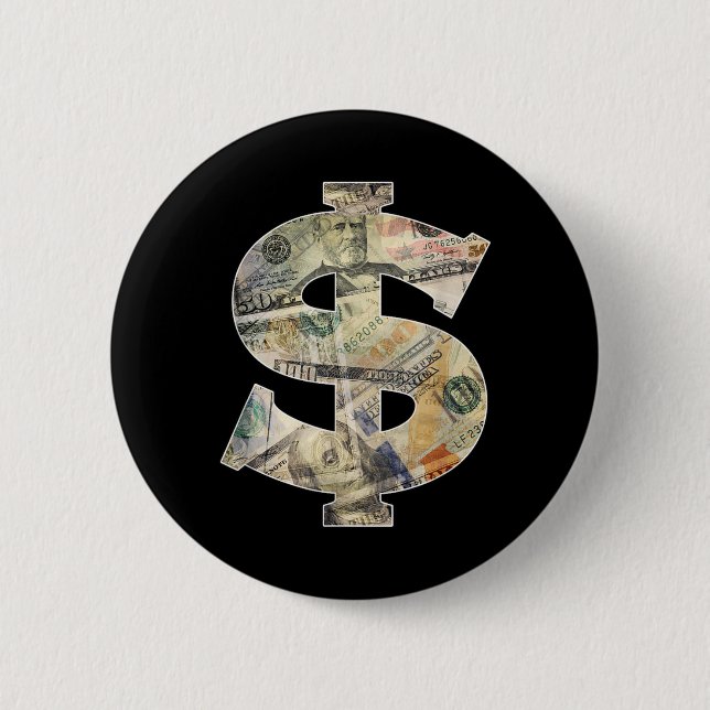 Dollar Sign Cool Money 6 Cm Round Badge (Front)