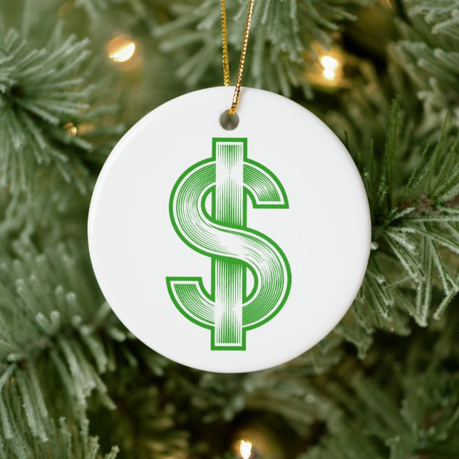 Dollar Sign Money Symbol Ceramic Tree Decoration (Tree)