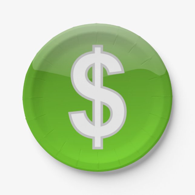 Dollar Sign  Paper Plate (Front)