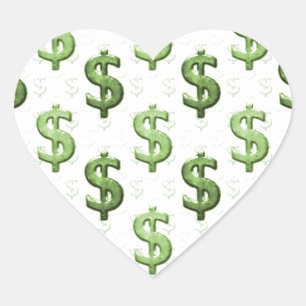 Dollar Sign Pattern Heart Sticker