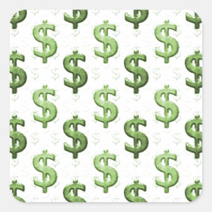 Dollar Sign Pattern Square Sticker