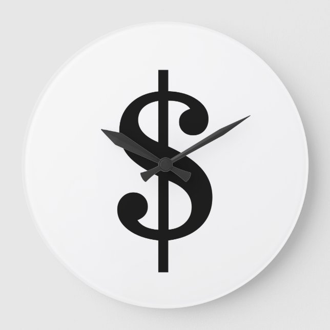 Dollar Sign | Simple Modern Alphabet Large Clock (Front)