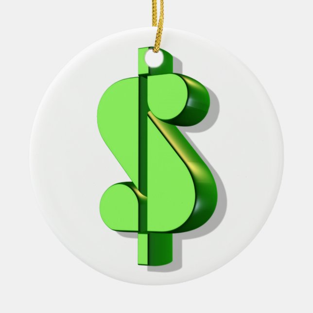 dollar sign value and success ceramic tree decoration (Front)