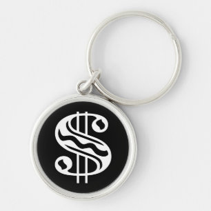 Dollar Sign - White Key Ring