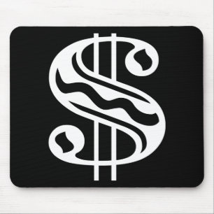 Dollar Sign - White Mouse Mat