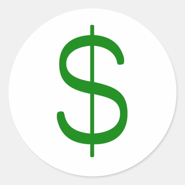 Dollar Sign$ Yellow Green Pink Classic Round Sticker (Front)