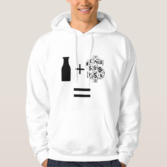 dollar-signs, BLACK MILK BOTTLE, +, = Hoodie (Front)