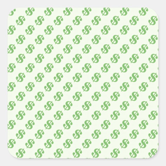 Dollar Signs on Green Square Sticker (Front)