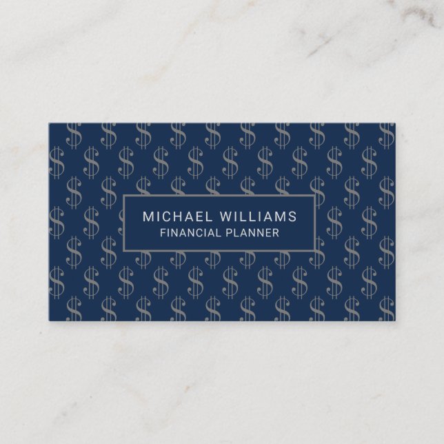 Dollar Signs Pattern Financial Professional Business Card (Front)