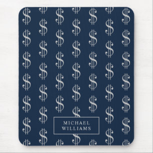 Dollar Signs Pattern with Your Name Mouse Mat