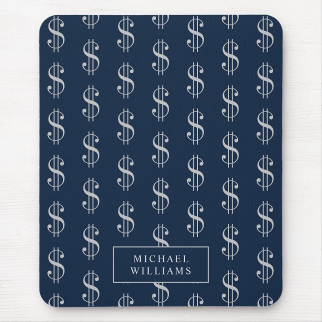 Dollar Signs Pattern with Your Name Mouse Mat (Front)
