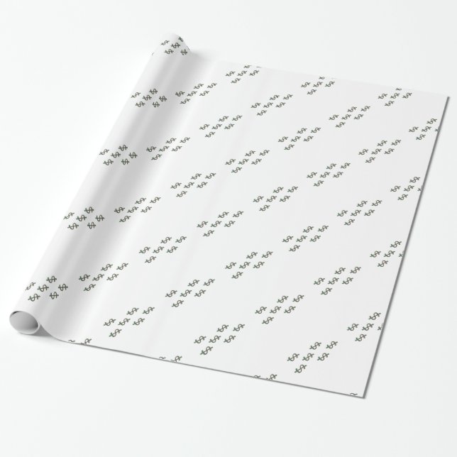 Dollar Signs Wrapping Paper (Unrolled)