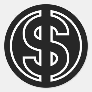 Dollar Symbol currency in black circle Classic Round Sticker